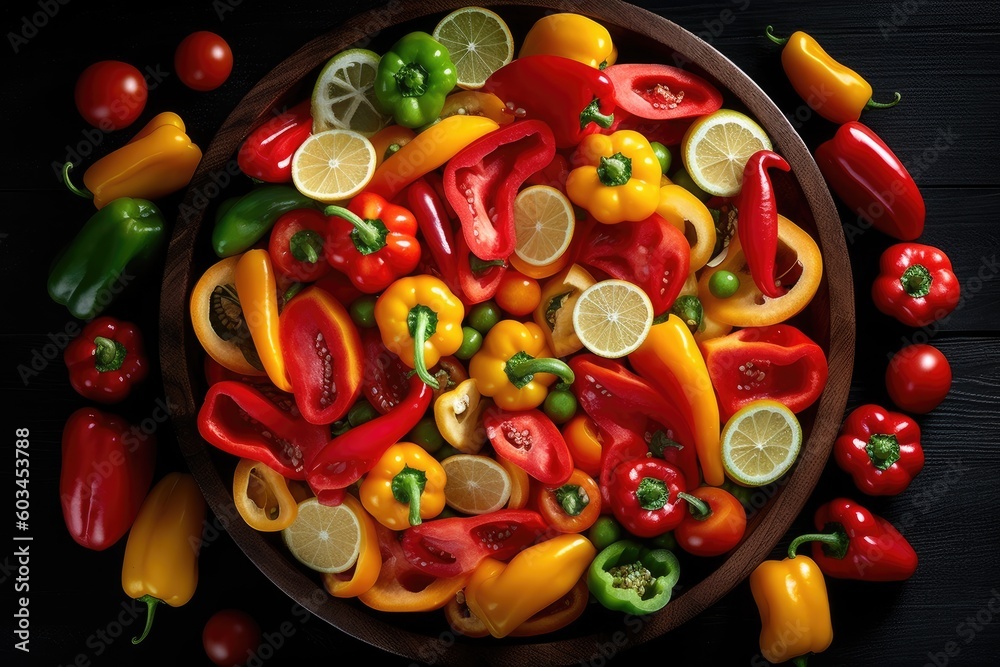 Delicious looking peppers in the salad bowl