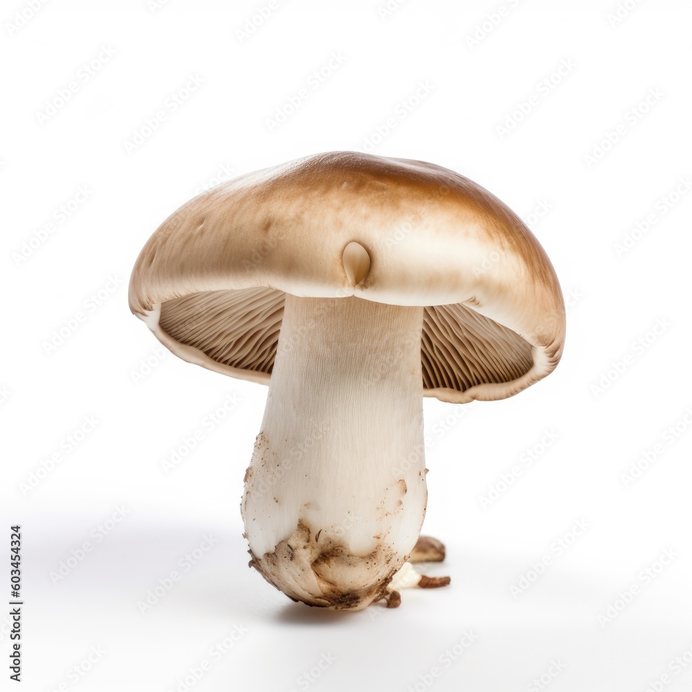 Button Mushroom Isolated on White. Generative AI Button Mushroom Isolated on White. Generative AI