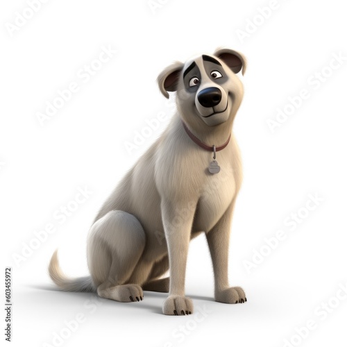 Anatolian Shepherd Dog dog illustration cartoon 3d isolated on white. Generative AI