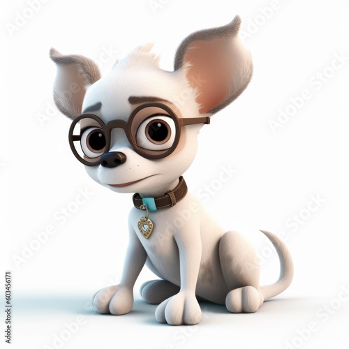 Chihuahua dog illustration cartoon 3d isolated on white. Generative AI