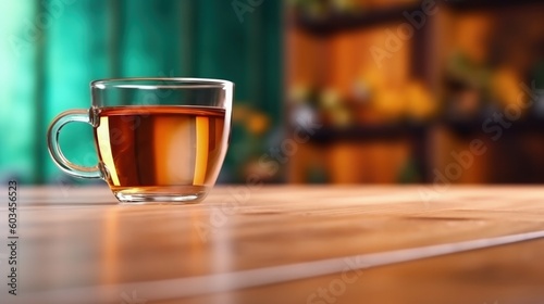 Glass cup of tea. Illustration AI Generative.