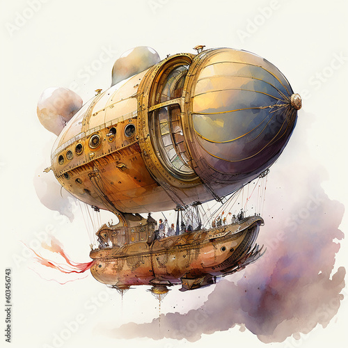 Steampunk Watercolor Fantasy Themed Clipart Fantasy - Generative AI photo