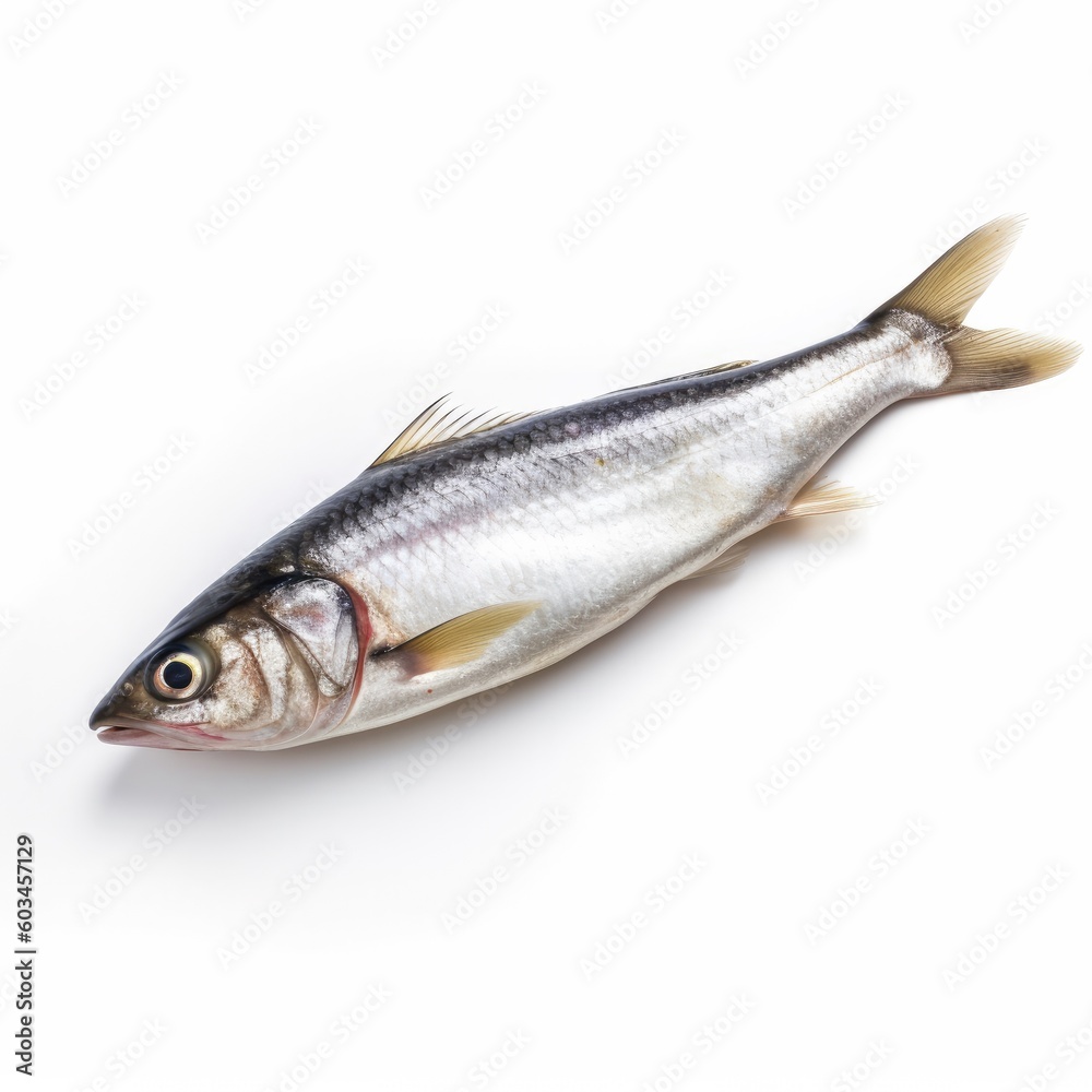 Herring fish isolated on white. Generative AI Herring fish isolated on white. Generative AI