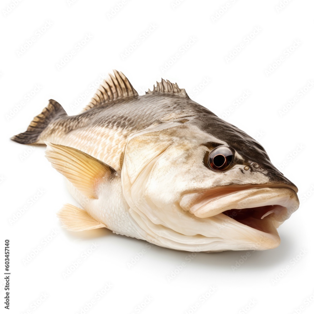 Patagonian Toothfish Chilean Sea Bass fish isolated on white