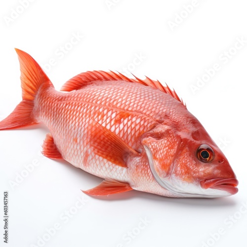 Red Snapper fish isolated on white. Generative AI