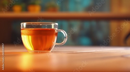 Glass cup of tea. Illustration AI Generative.