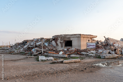 Ruins of a city submerged under water