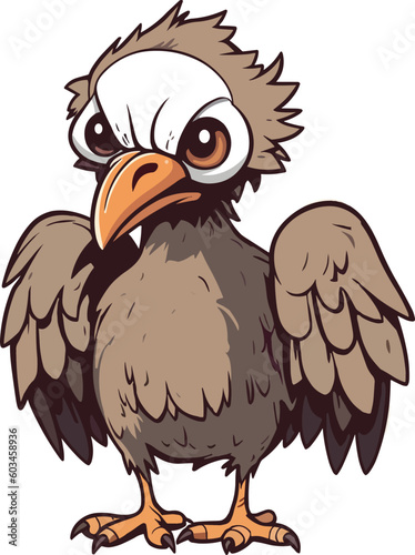 Angry Vulture Cartoon, Vector Illustration Isolated on a White Background. mascot, emblem, icon, logo design © Mrt