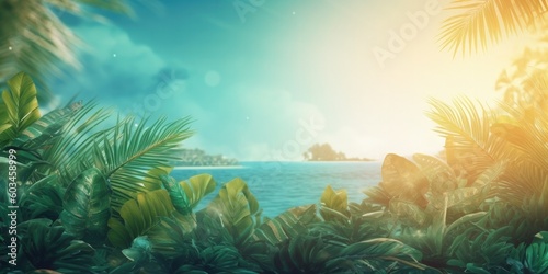 Magic tropical background. Illustration AI Generative.