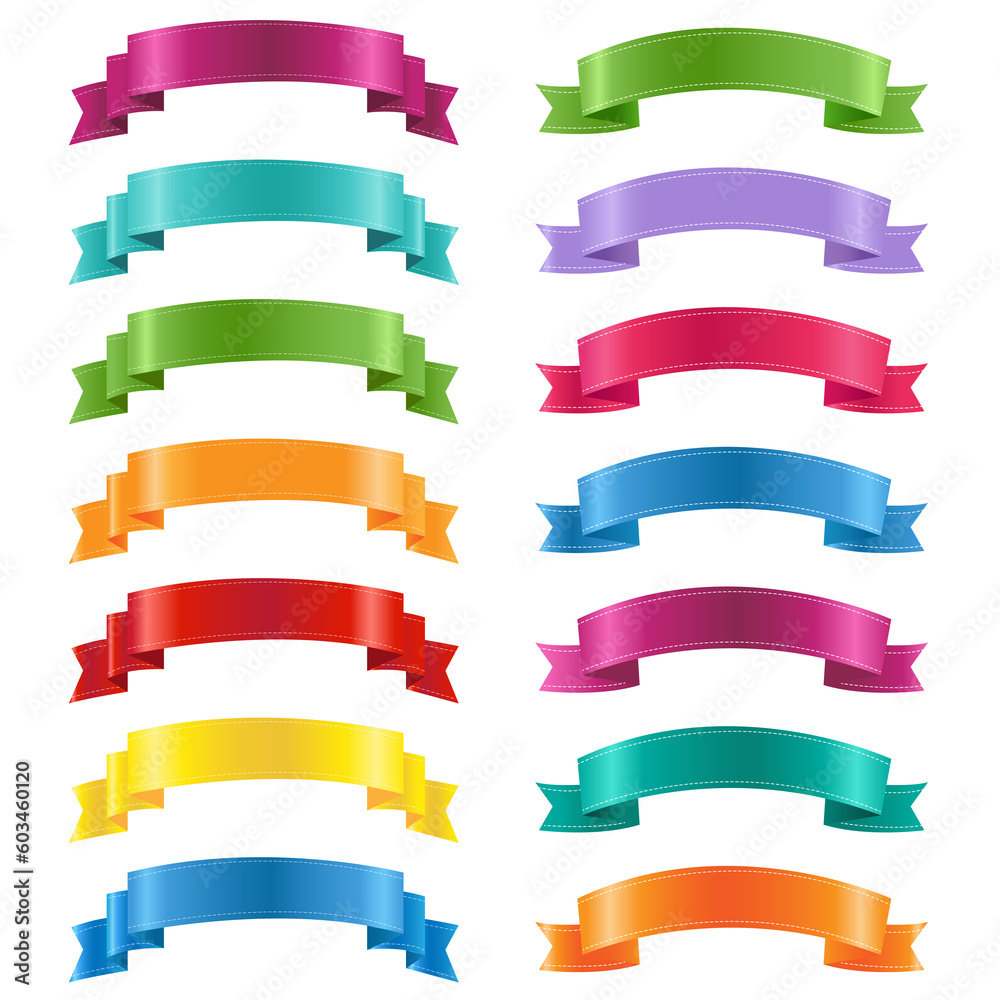 Color Ribbons Set With White Background