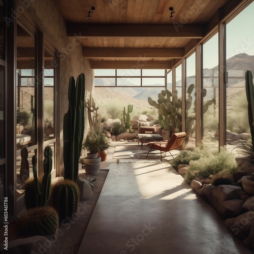Living room desert garden with cactus 