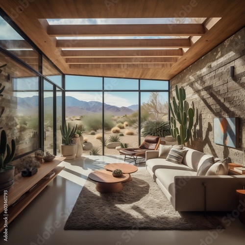 Living room desert garden with cactus 