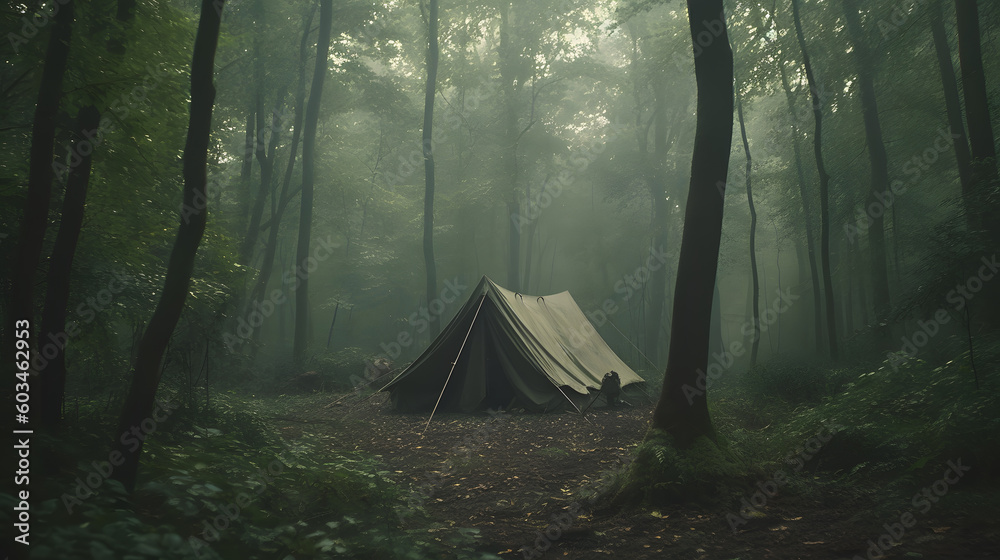 Camping Tent in the Middle of the Woods Camping Tent in the Middle of the Woods