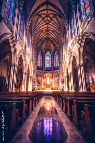 Cathedral interior architecture. Generative AI © Sunshower Shots