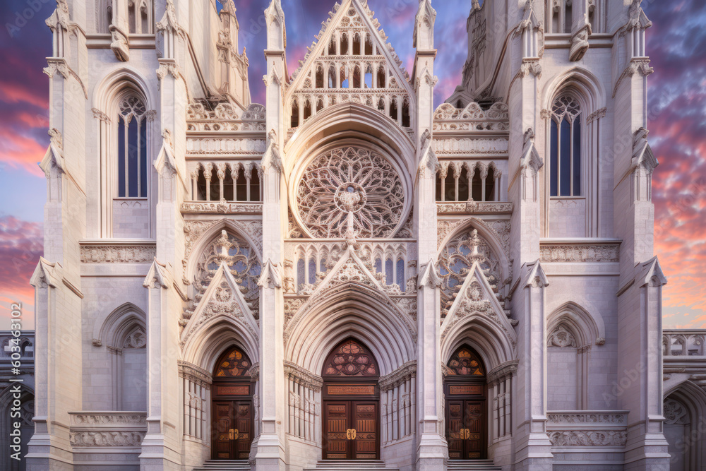 Cathedral exterior architecture. Generative AI Cathedral exterior architecture. Generative AI