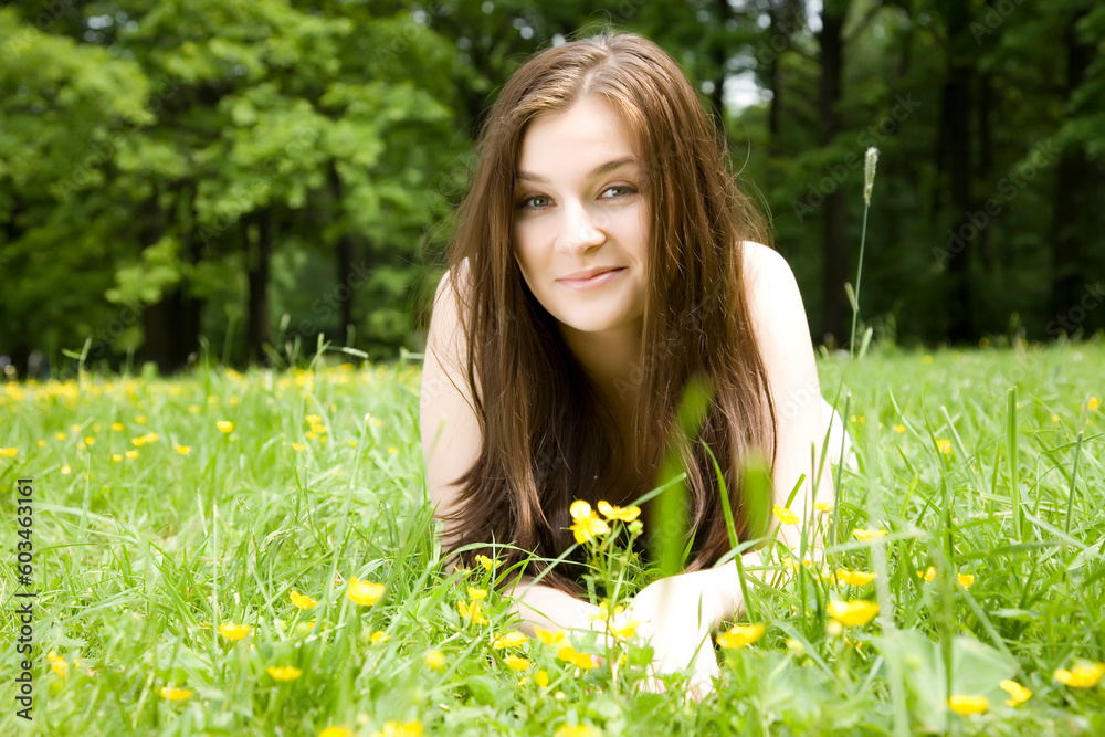 The Young Girl Lays On A Meadow The Young Girl Lays On A Meadow