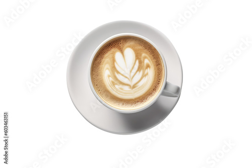 Hot latte coffee for beverage on transparent background. Generative Ai
