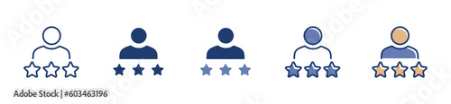 Feedback rating icon with star review service symbol for best quality marketing support satisfaction evaluation illustration signs