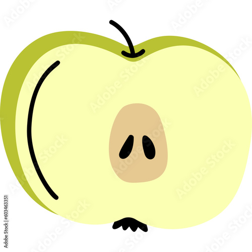 Half Cut Apple Illustration