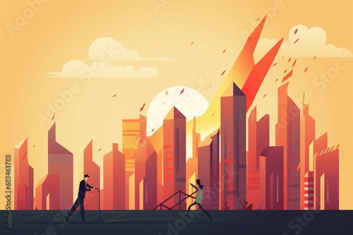 Financial crash economic recession concept Illustration-generative ai