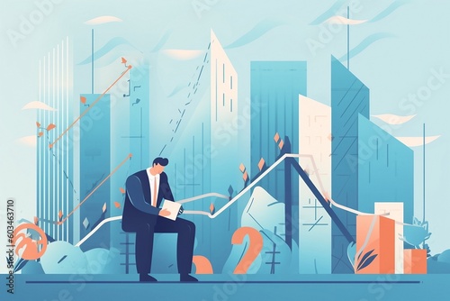 Financial crash economic recession concept illustration- generative ai 