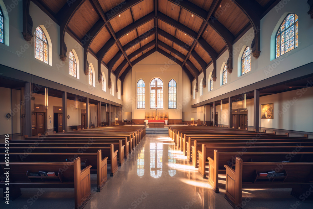 Obraz premium Church interior architecture. Generative AI