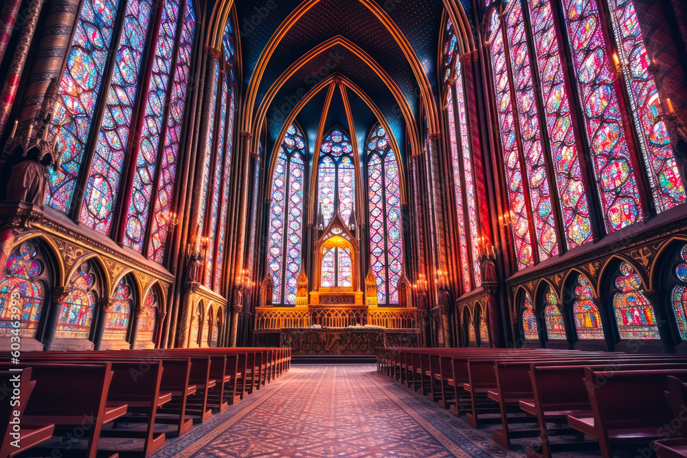 Cathedral interior architecture. Generative AI