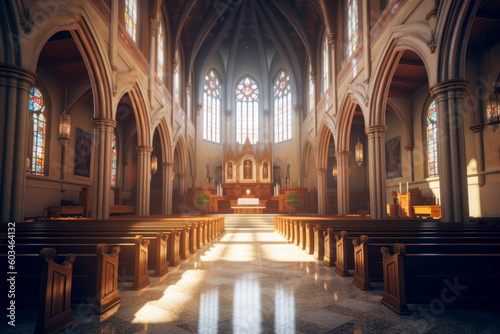 Church interior architecture. Generative AI © Sunshower Shots