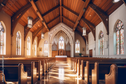 Church interior architecture. Generative AI