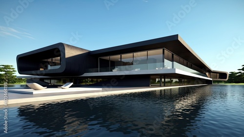 Black Modern villa Architecture in the style of fran silvestre photo