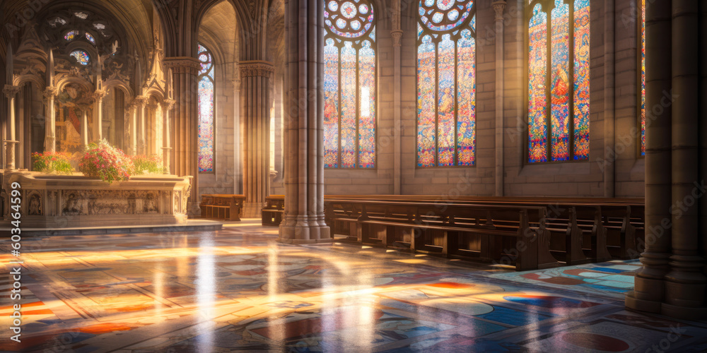 Cathedral interior architecture. Generative AI Cathedral interior architecture. Generative AI