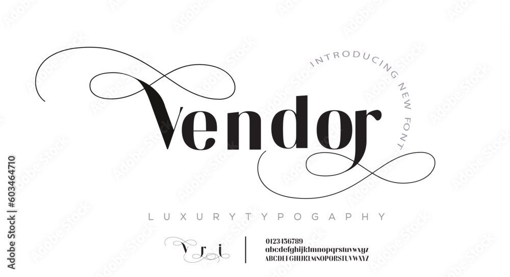 modern and classic sans serif font with a unique style and fancy look. This typeface is perfect for an elegant & luxury logo, book or movie title design, fashion brand, magazine, clothes. - obrazy, fototapety, plakaty 