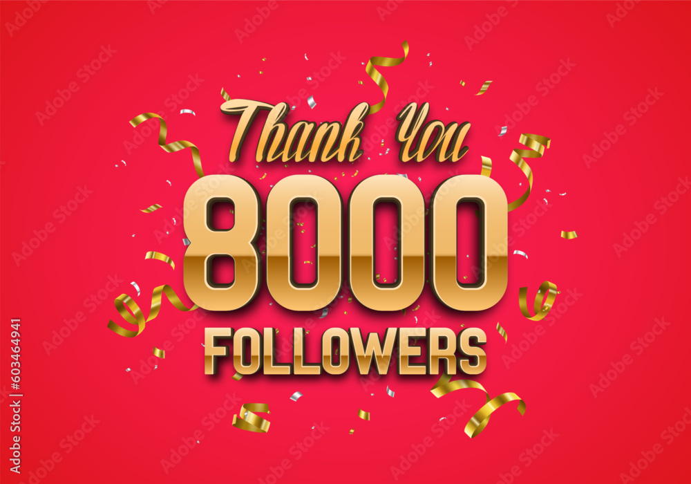 8000 followers. Poster for social network and followers. Vector template for your design.