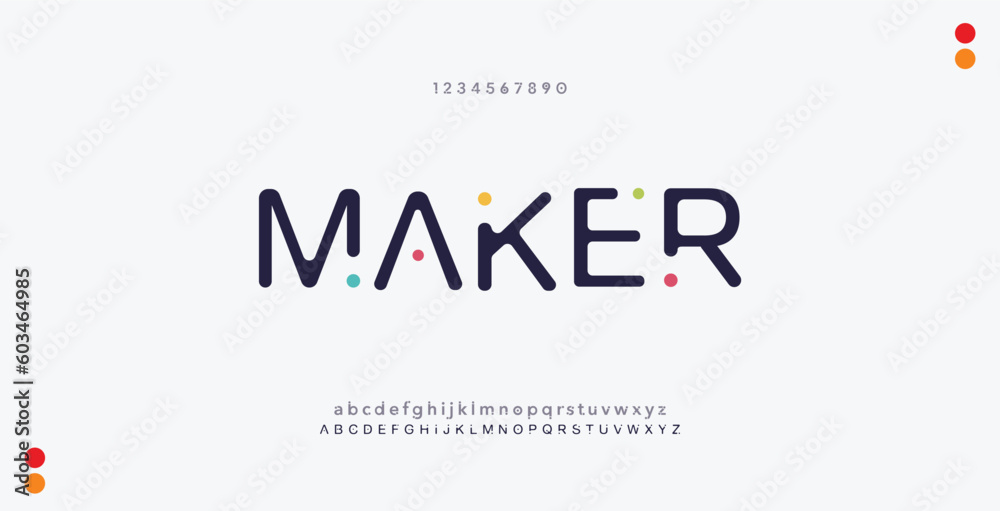 MAKER vector font typeface unique design. For technology, circuits, engineering, digital , gaming, sci-fi and science subjects.