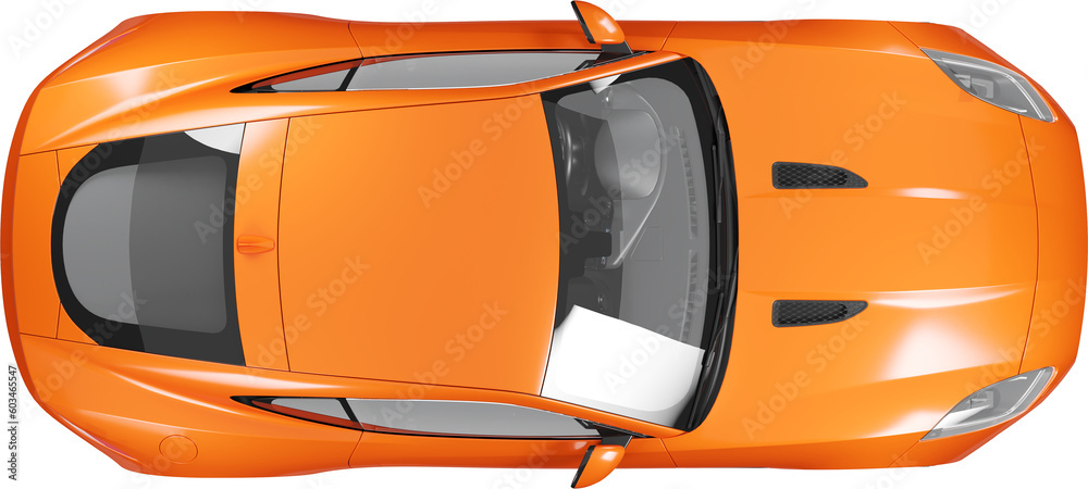 Car Overhead View Of Orange