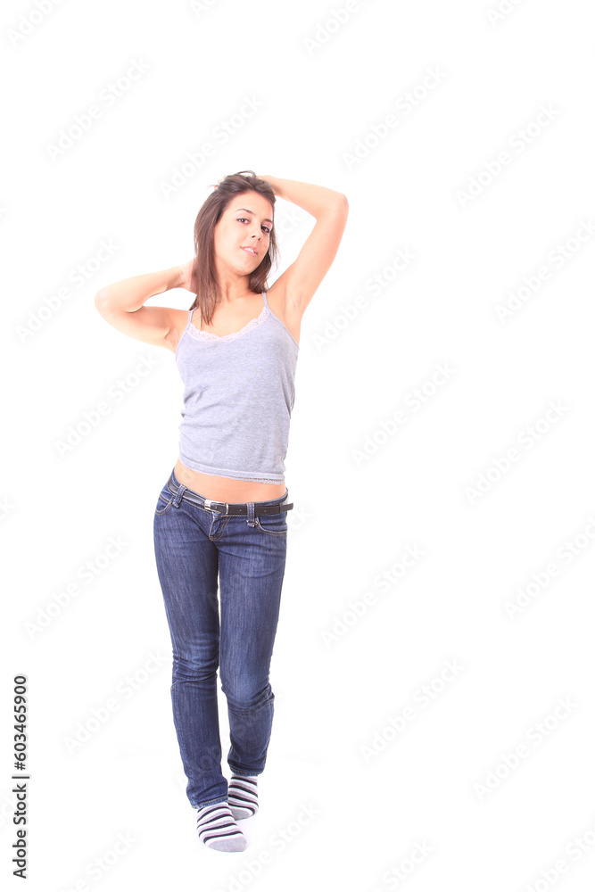 Closeup portrait of a happy young woman smiling isolated on white background Closeup portrait of a happy young woman smiling isolated on white background