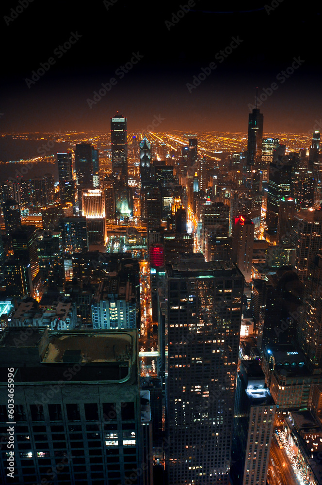 Fototapeta premium Downtown Chicago Skyline at Night