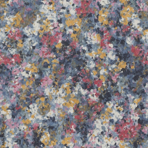 Abstract  seamless pattern of flowers. Created by a stable diffusion neural network.