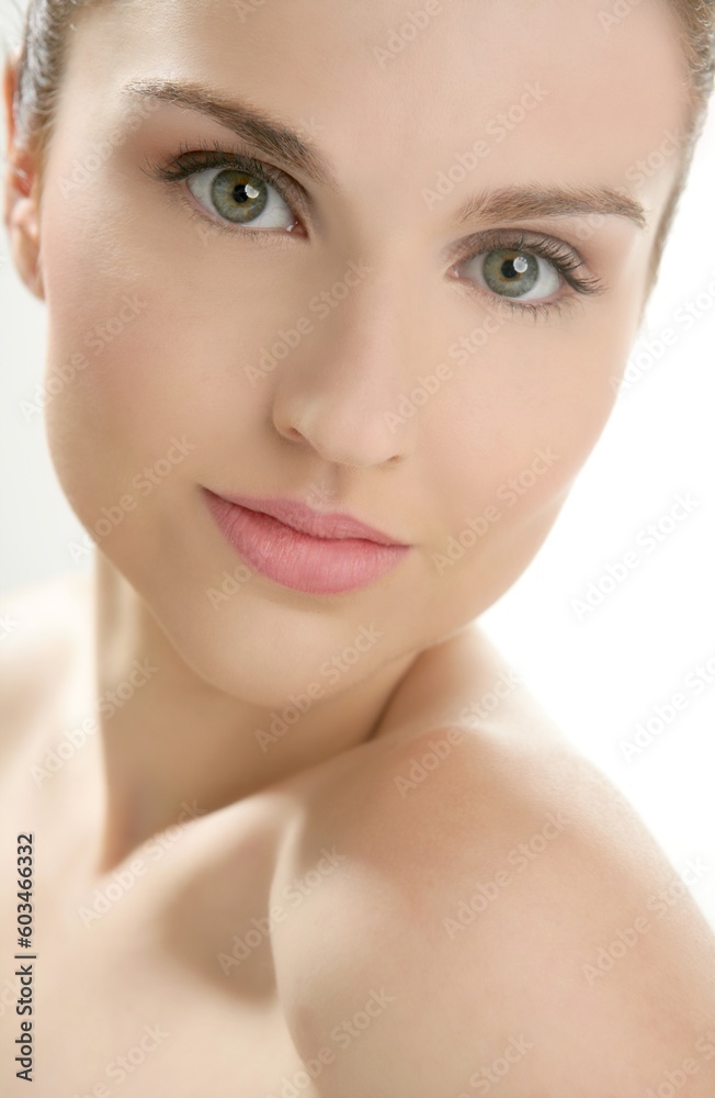 Portrait of young beautiful woman with clean skin at studio Portrait of young beautiful woman with clean skin at studio