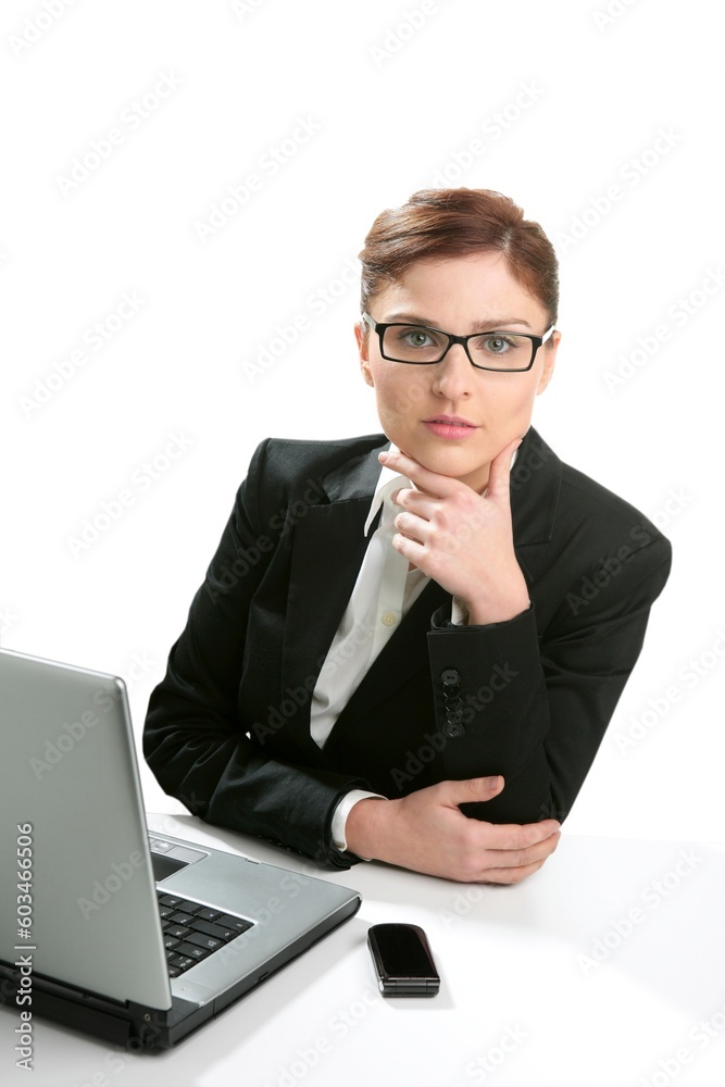 Businesswoman portrait isolated on white studio background Businesswoman portrait isolated on white studio background