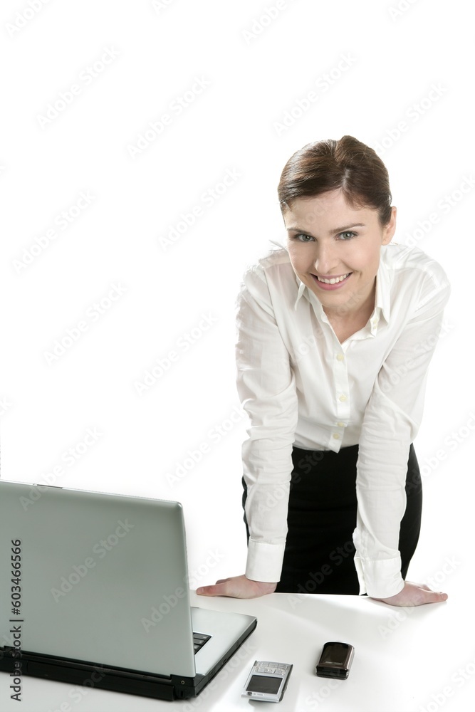 Businesswoman portrait isolated on white studio background Businesswoman portrait isolated on white studio background