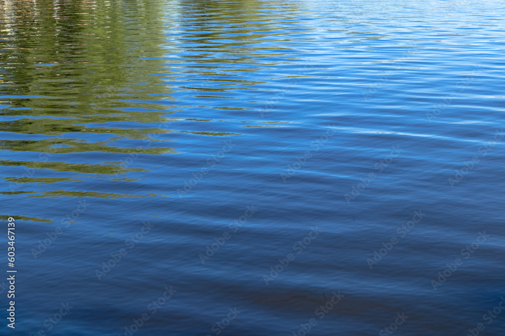 Light ripples on the water surface. The water surface of the lake