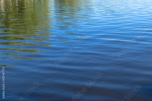 Light ripples on the water surface. The water surface of the lake