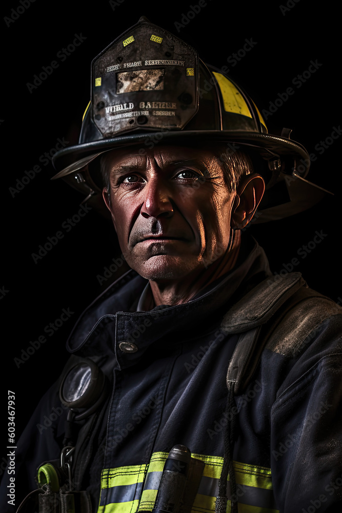 A picture/illustration of a firefighter on duty A picture/illustration of a firefighter on duty