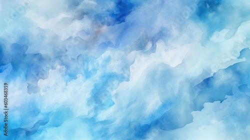 Abstract Watercolor shades blurry and defocused Cloudy Blue Sky Background