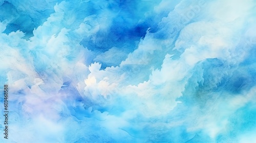 Abstract Watercolor shades blurry and defocused Cloudy Blue Sky Background