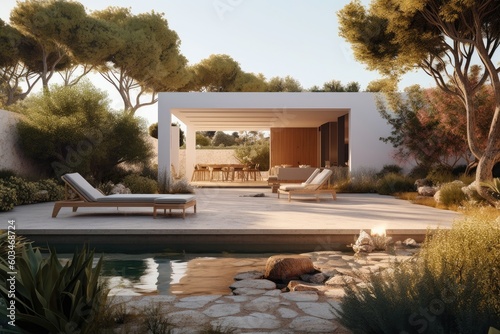 Obraz na płótnie Illustration of a modern house - Mediterranean - Created with Generative ai w salonie