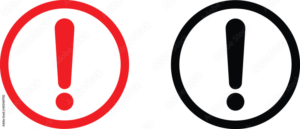 © cool vp - red and black exclamation mark circles isolated on white background. vector illustration