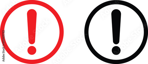 red and black exclamation mark circles isolated on white background. vector illustration photo
