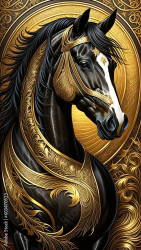 horse isolated on black